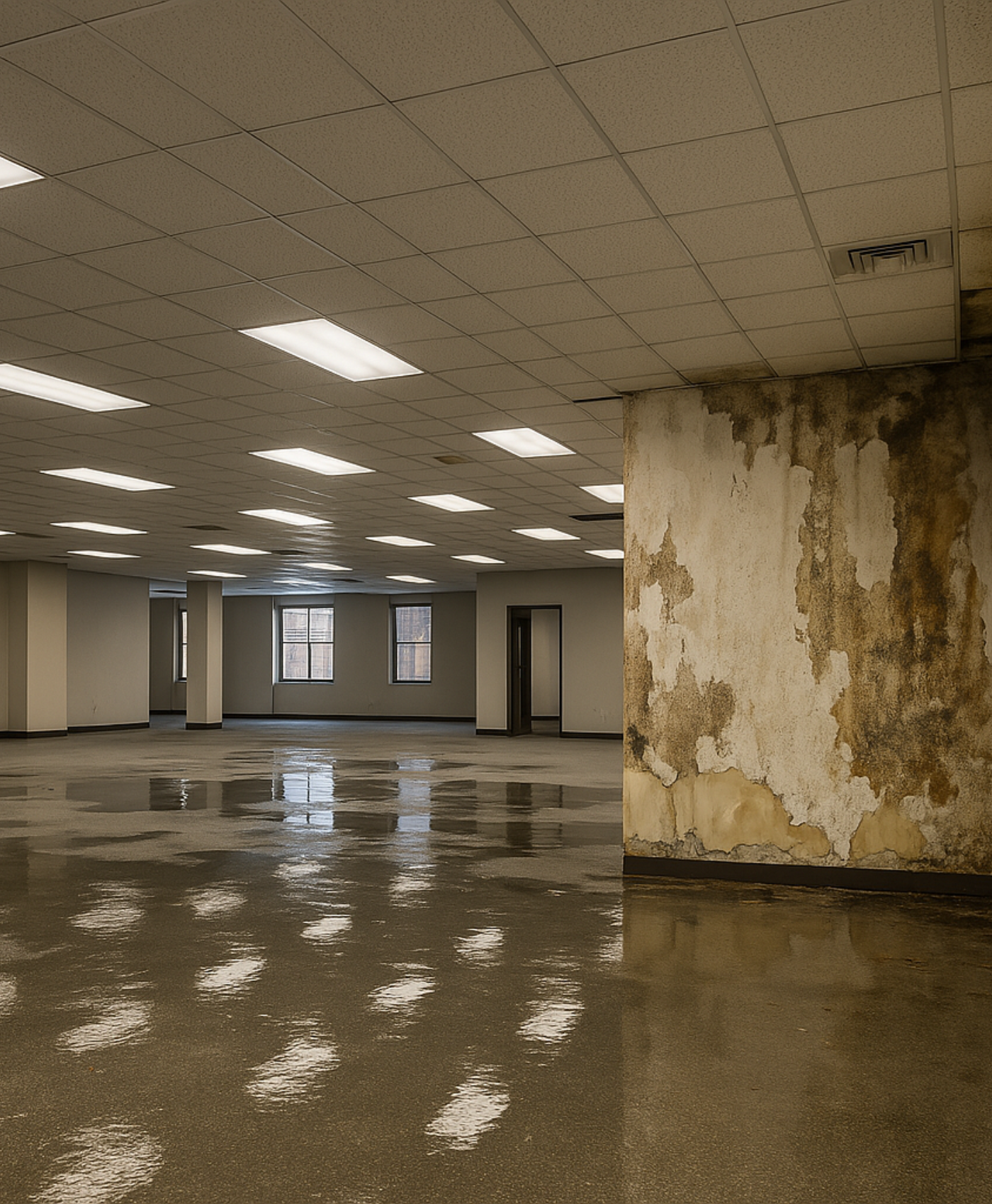 Commercial building with water damage